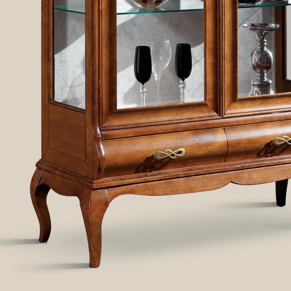 Luxe woonkamervitrine in klassiek notenhout gemaakt in Italië - Hastings Viadurini