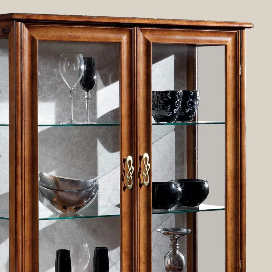 Luxe woonkamervitrine in klassiek notenhout gemaakt in Italië - Hastings Viadurini