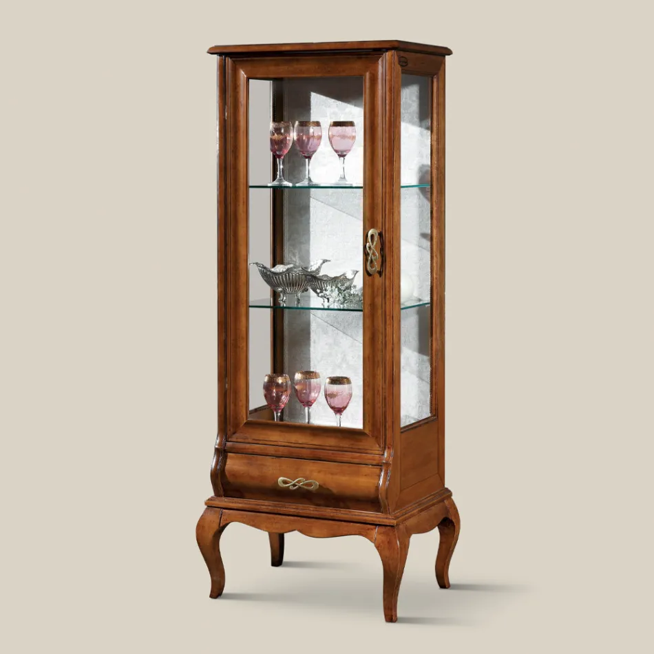 Luxe woonkamervitrine in klassiek notenhout gemaakt in Italië - Hastings Viadurini