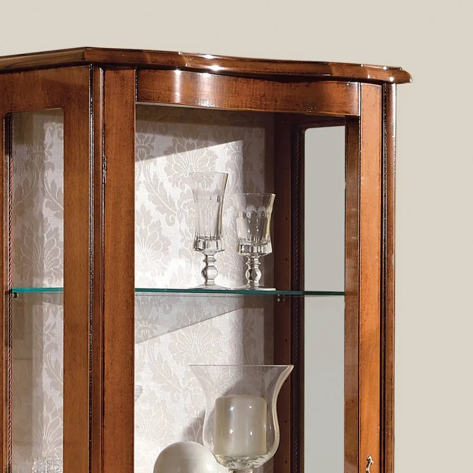 Woonkamer vitrine van walnoot of wit hout met 1 deur Made in Italy - Versaille Viadurini