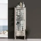 Woonkamer vitrine van walnoot of wit hout met 1 deur Made in Italy - Versaille Viadurini