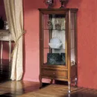 Vitrine met 1 lade, 1 deur en glazen planken Made in Italy - Anansi Viadurini