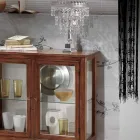 Vitrine met glazen planken en gestoffeerde achterkant Made in Italy - Assur Viadurini