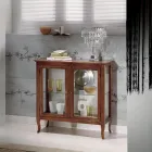 Vitrine met glazen planken en gestoffeerde achterkant Made in Italy - Assur Viadurini