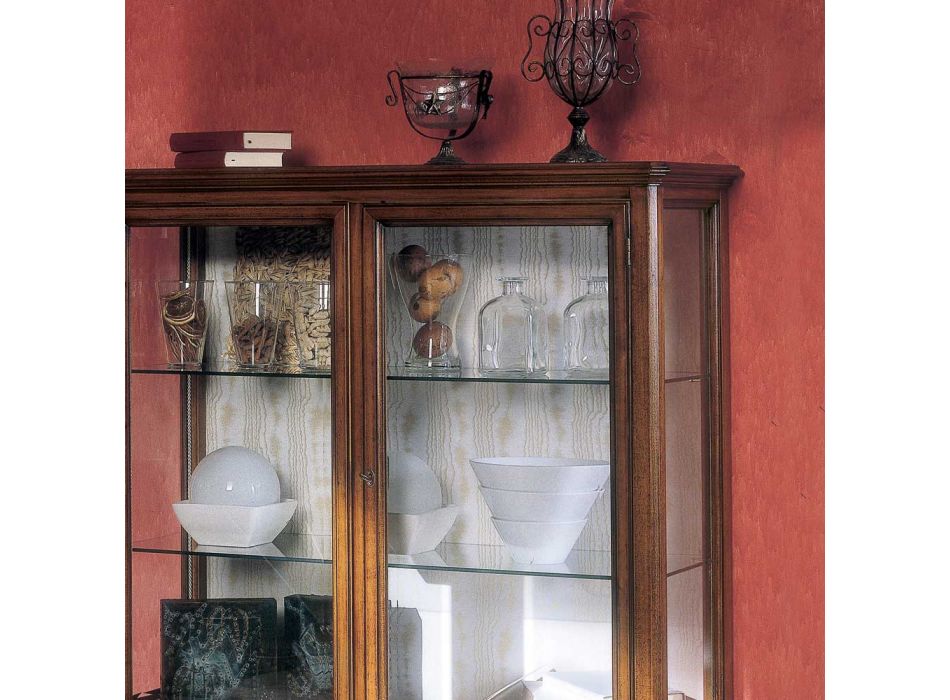 Bassano Francia houten vitrinekast met 2 laden en 2 deuren Made in Italy - Dilga Viadurini