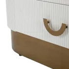 Houten vitrinekast met bovenblad en afgeronde inzetstukken met 2 deuren en 2 lades - Rachel Viadurini