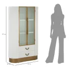 Houten vitrinekast met bovenblad en afgeronde inzetstukken met 2 deuren en 2 lades - Rachel Viadurini