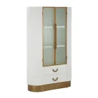 Houten vitrinekast met bovenblad en afgeronde inzetstukken met 2 deuren en 2 lades - Rachel Viadurini