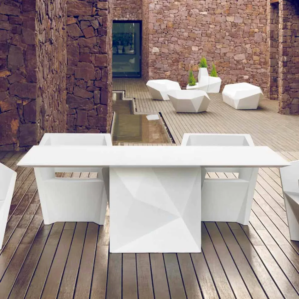Vondom Faz wit gelakte tuintafel L200xP100cm ontwerp Viadurini