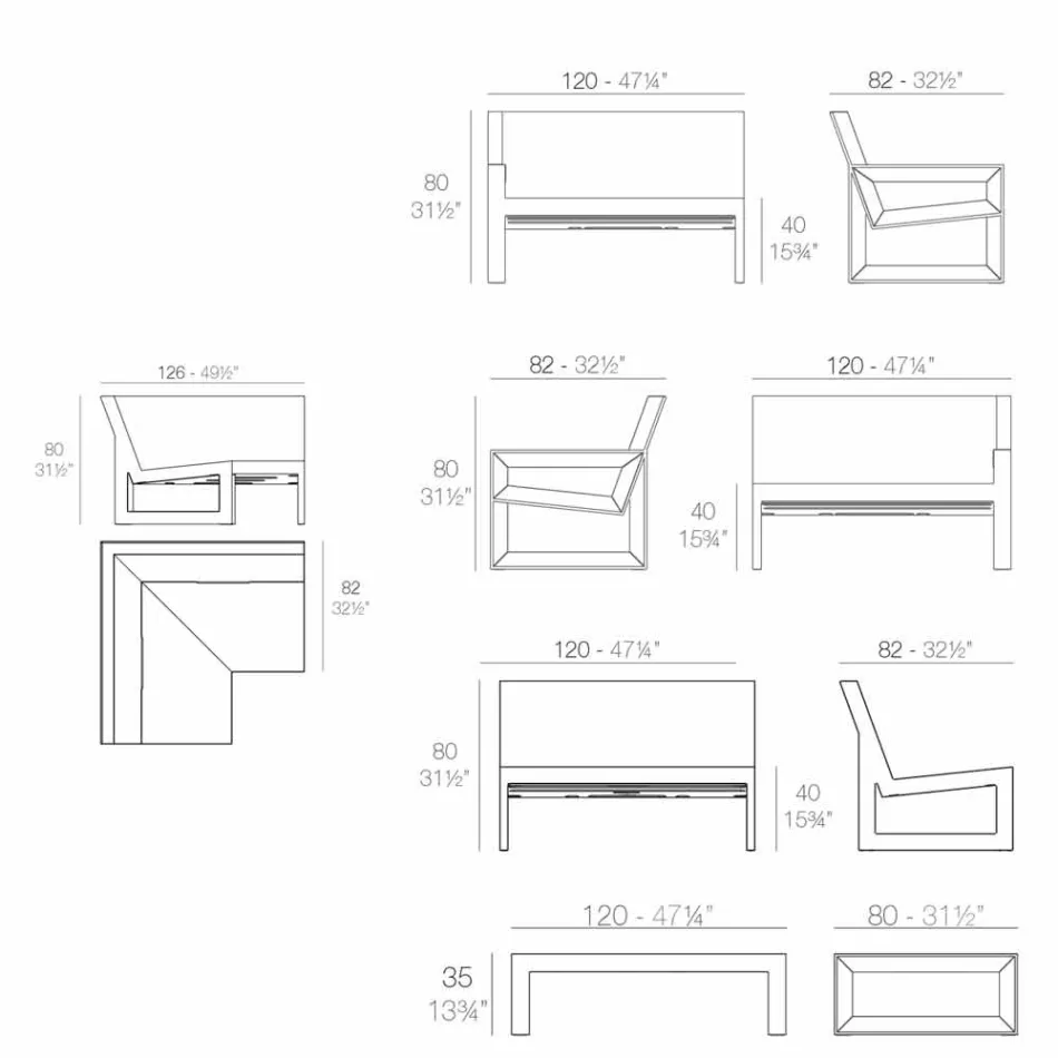Vondom Frame tuinlounge met modern design Viadurini