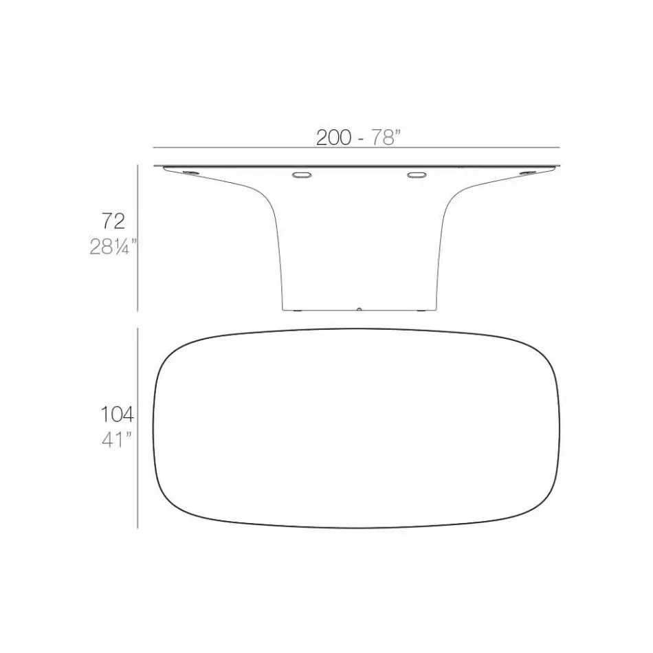 Witte designtafel Vondom Ufo L200xP100 cm Viadurini