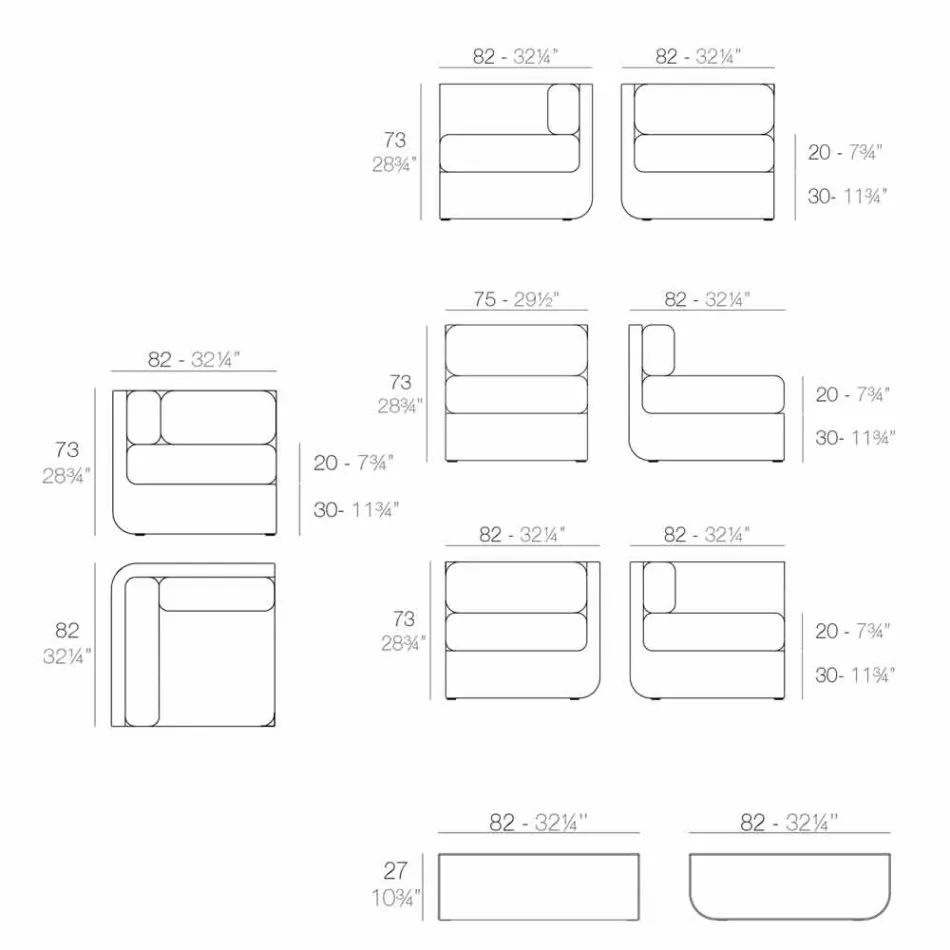 Vondom Ulm samenstelling taupe design tuin lounge Viadurini