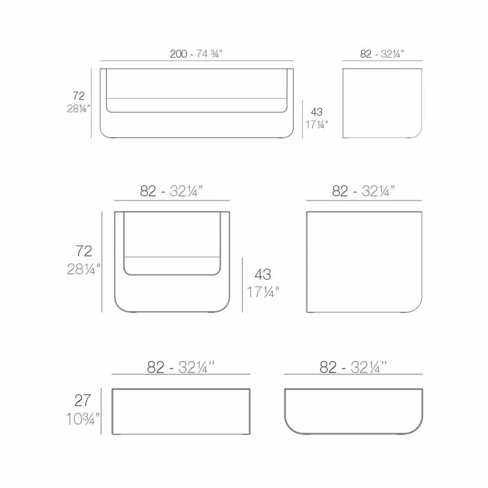 Openluchtlounge Vondom Ulm met modern wit ontwerp Viadurini