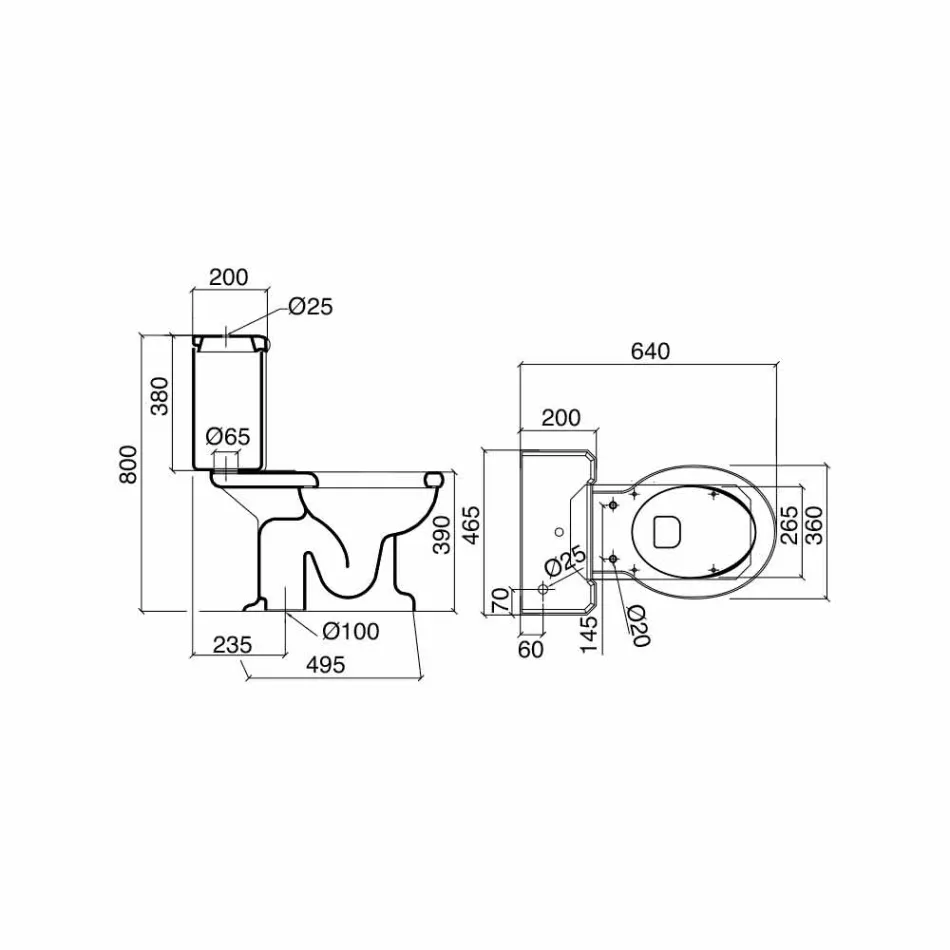 Water Monobloc Classic in wit keramiek met doos Made in Italy - Marwa Viadurini