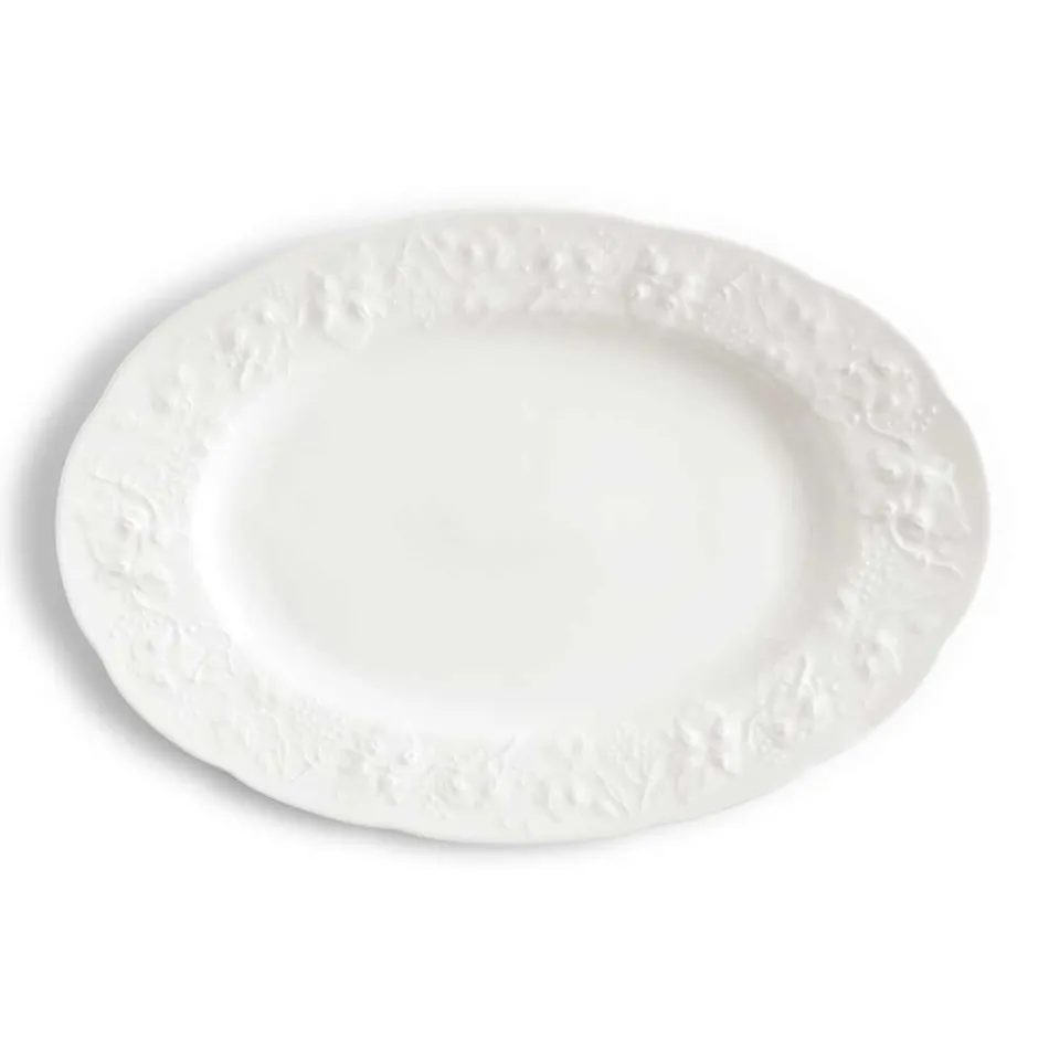 Grote terrine en dienblad in wit porselein versierd ontwerp - Gimignano Viadurini